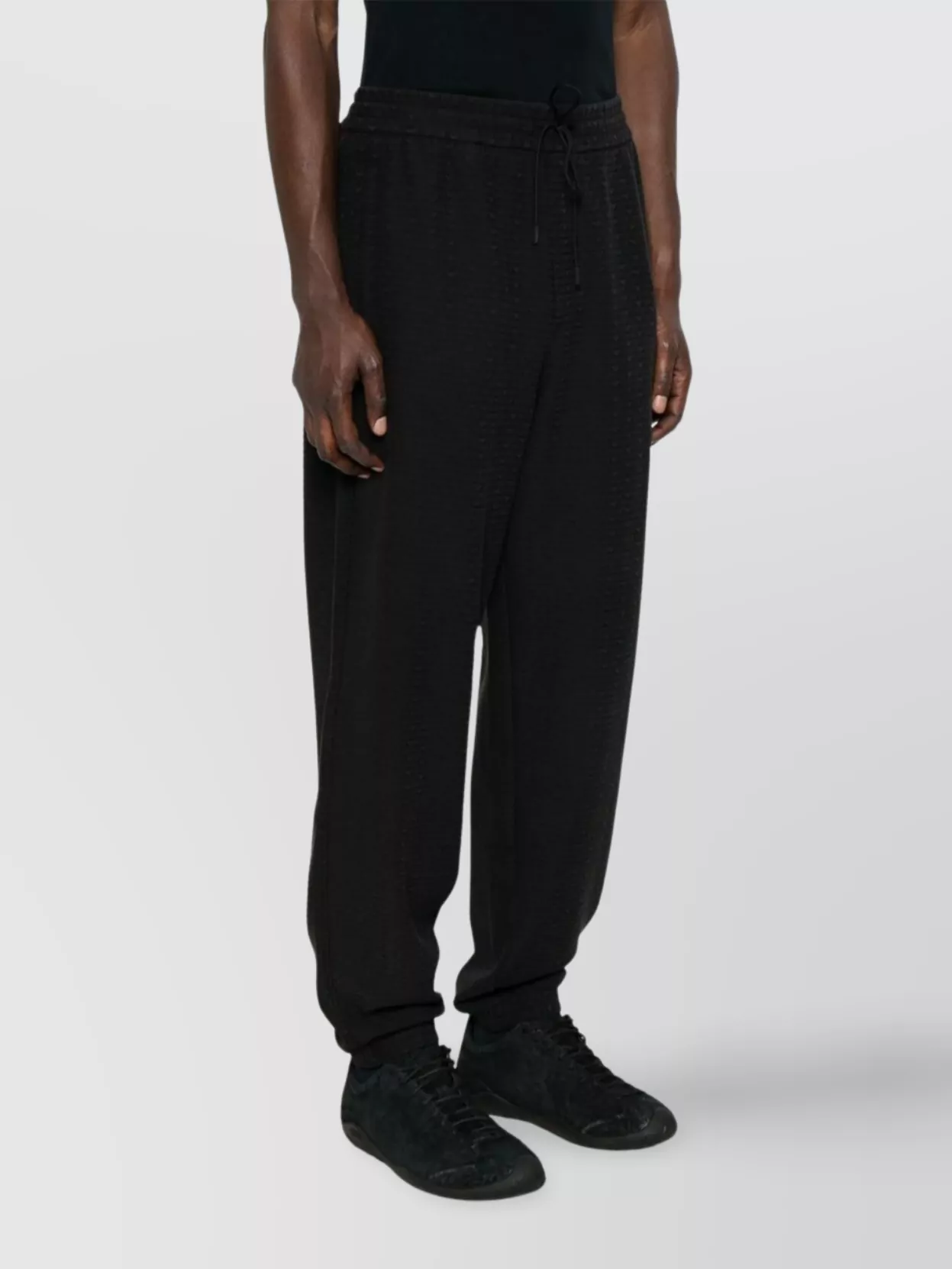 Emporio Armani Logo Print Textured Fabric Sweatpants
