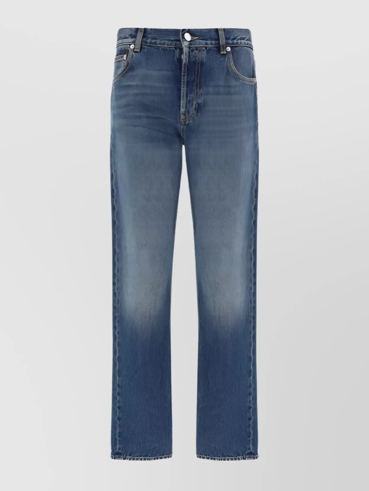 Shop Alexander Mcqueen Straight Cotton Jeans Faded Wash