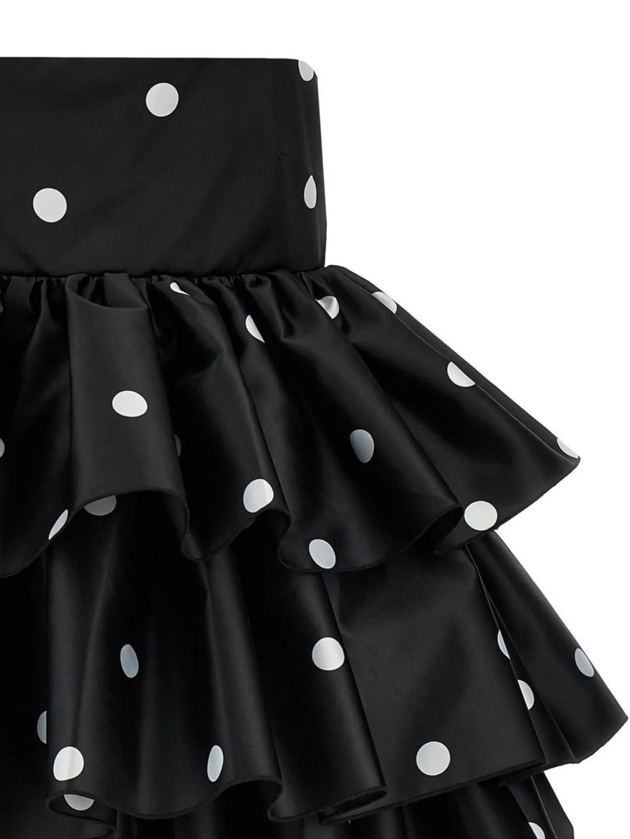 Rotate Birger Christensen Satin Ruffle Tiered Polka Dot Dress