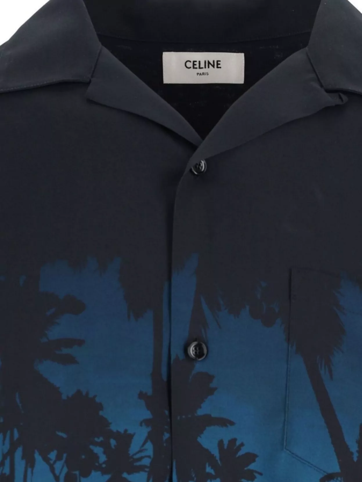Celine Short Sleeve Shirt With Chest Pocket And Tropical Print