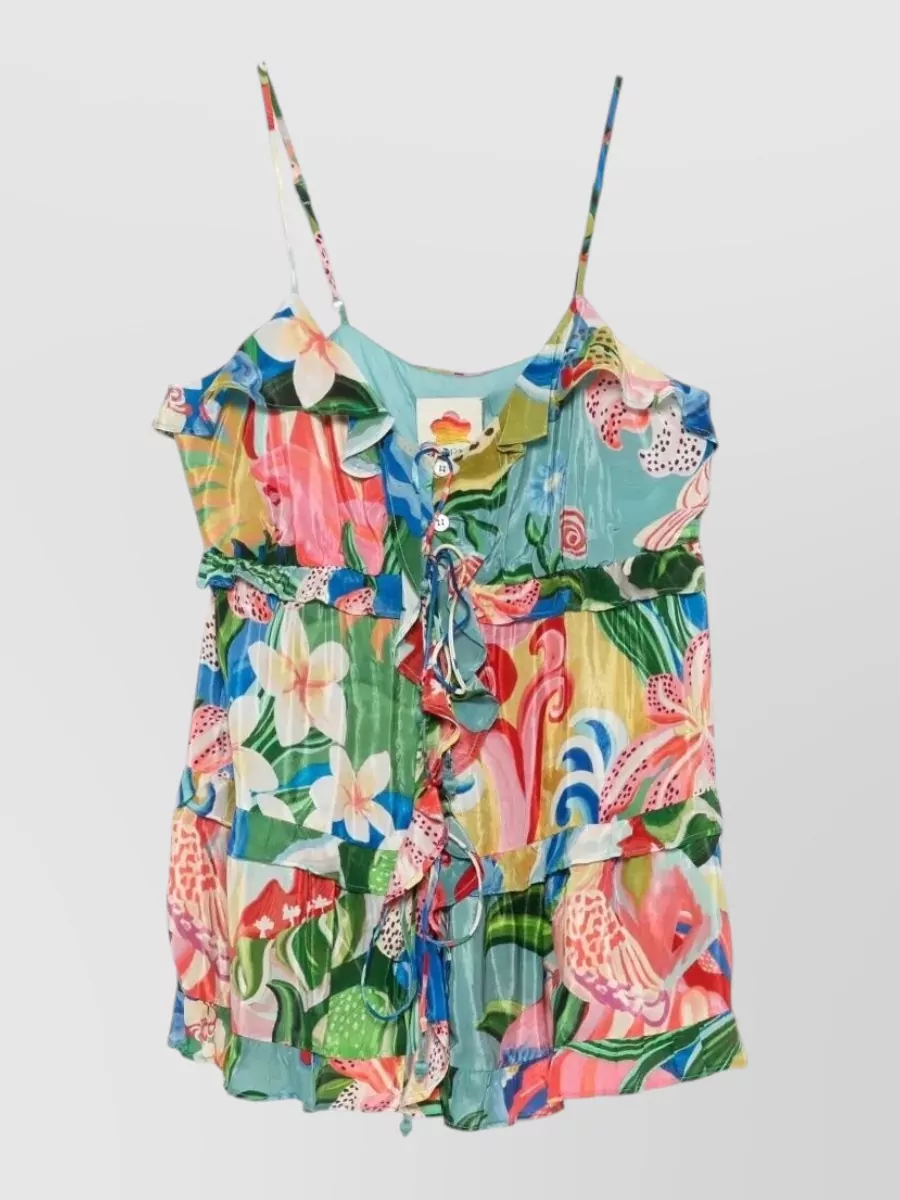 Farm Rio garden of life ruffled blouse
