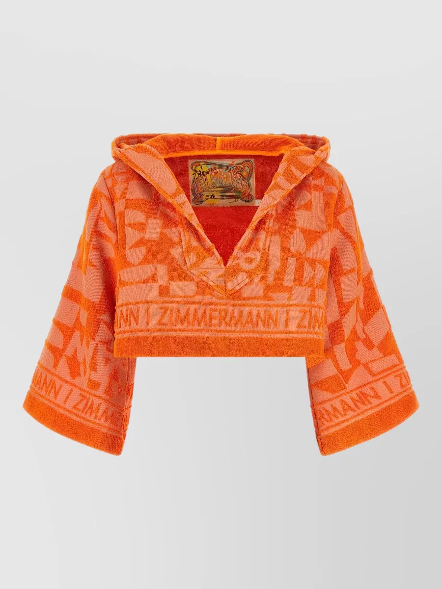 Zimmermann cropped jacquard terry hooded top