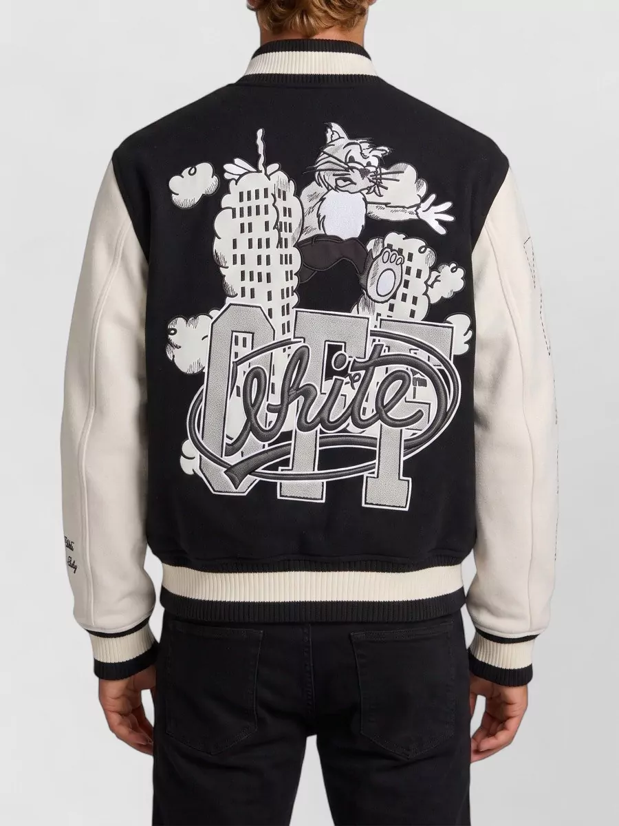 Off-White Virgin Wool Regular-Fit Bomber Jacket