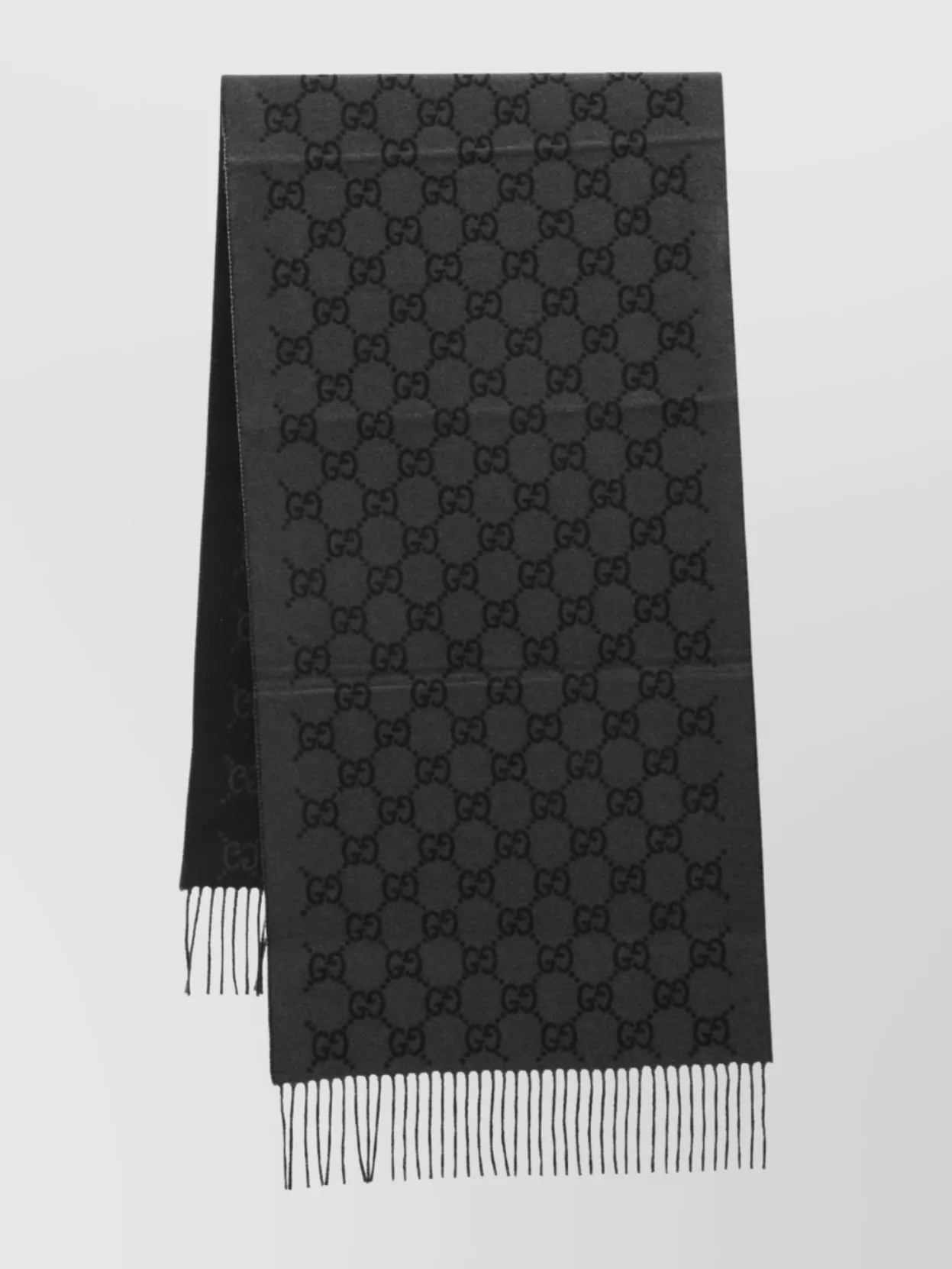 Gucci Cashmere Reversible Scarf Fringe Detail