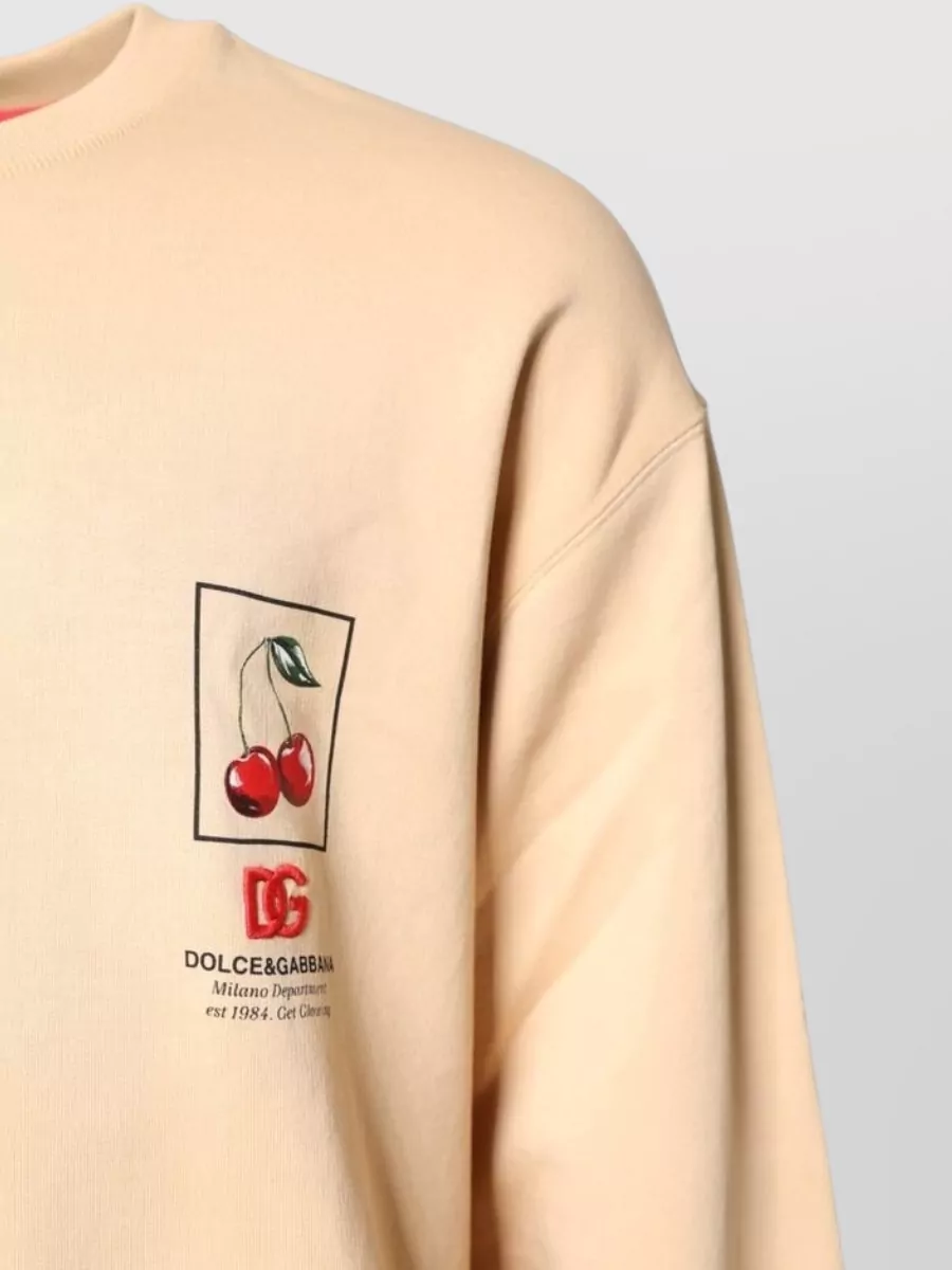 Dolce&Gabbana Cherry Print Cotton Crew Neck Sweatshirt
