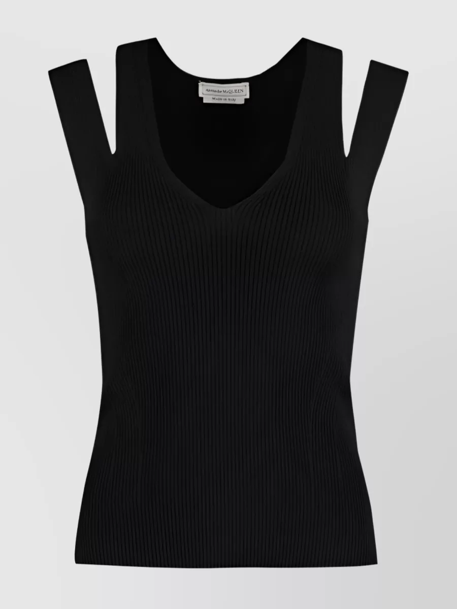 Shop Alexander Mcqueen Dual Strap Form-fitting Top In Black