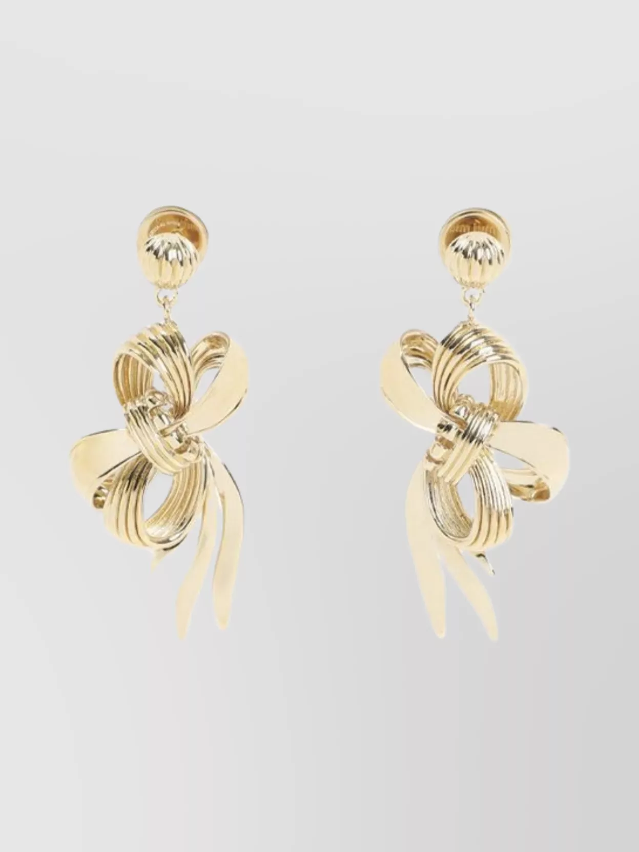 Miu Miu Drop Earrings With Knot Detail And Polish In Gold