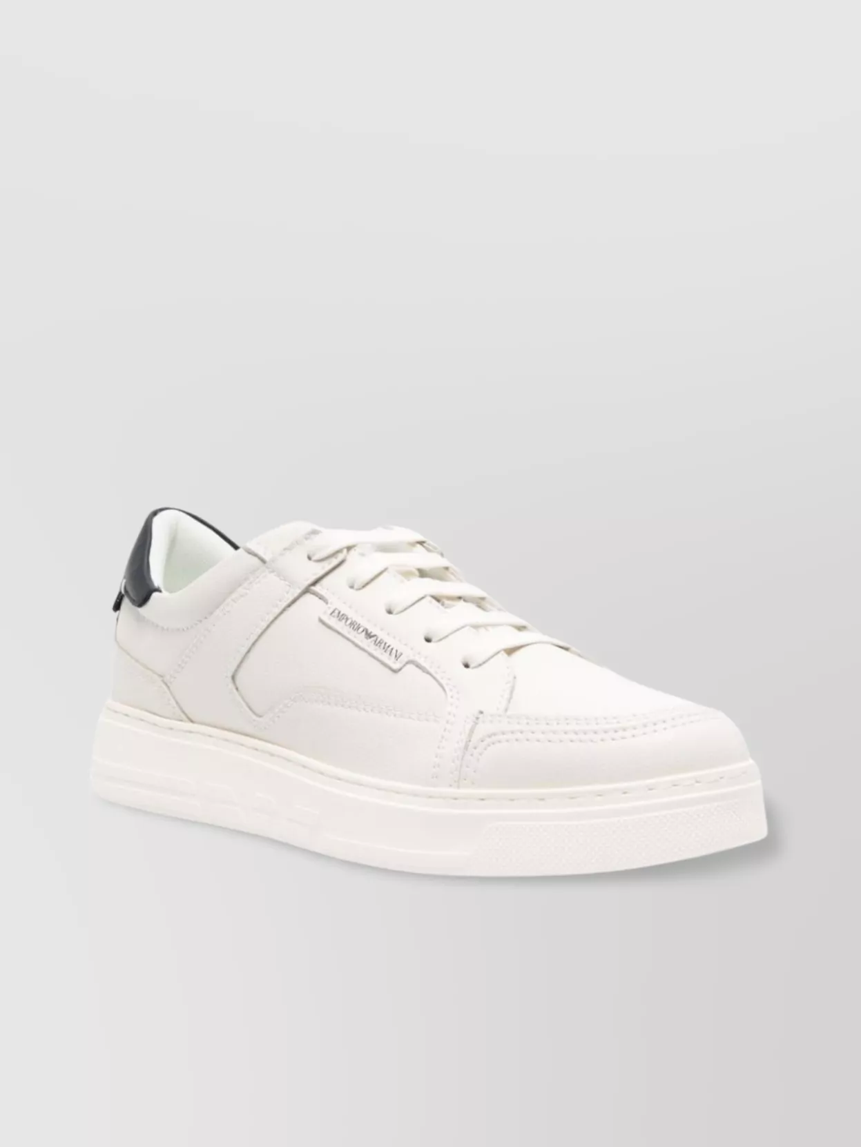 Emporio Armani Leather Panelled Logo-Print Low-Top Sneakers