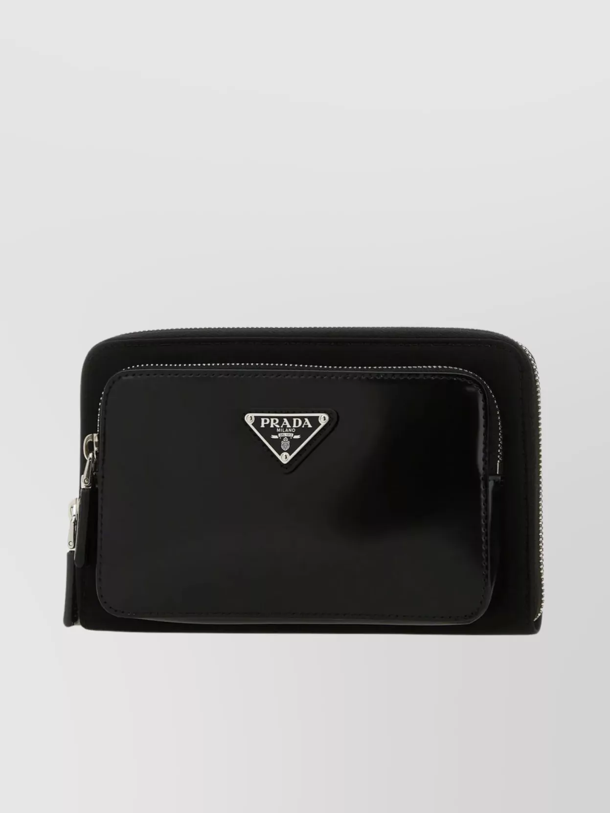 Shop Prada Rectangular Leather And Re-nylon Belt Bag In Black