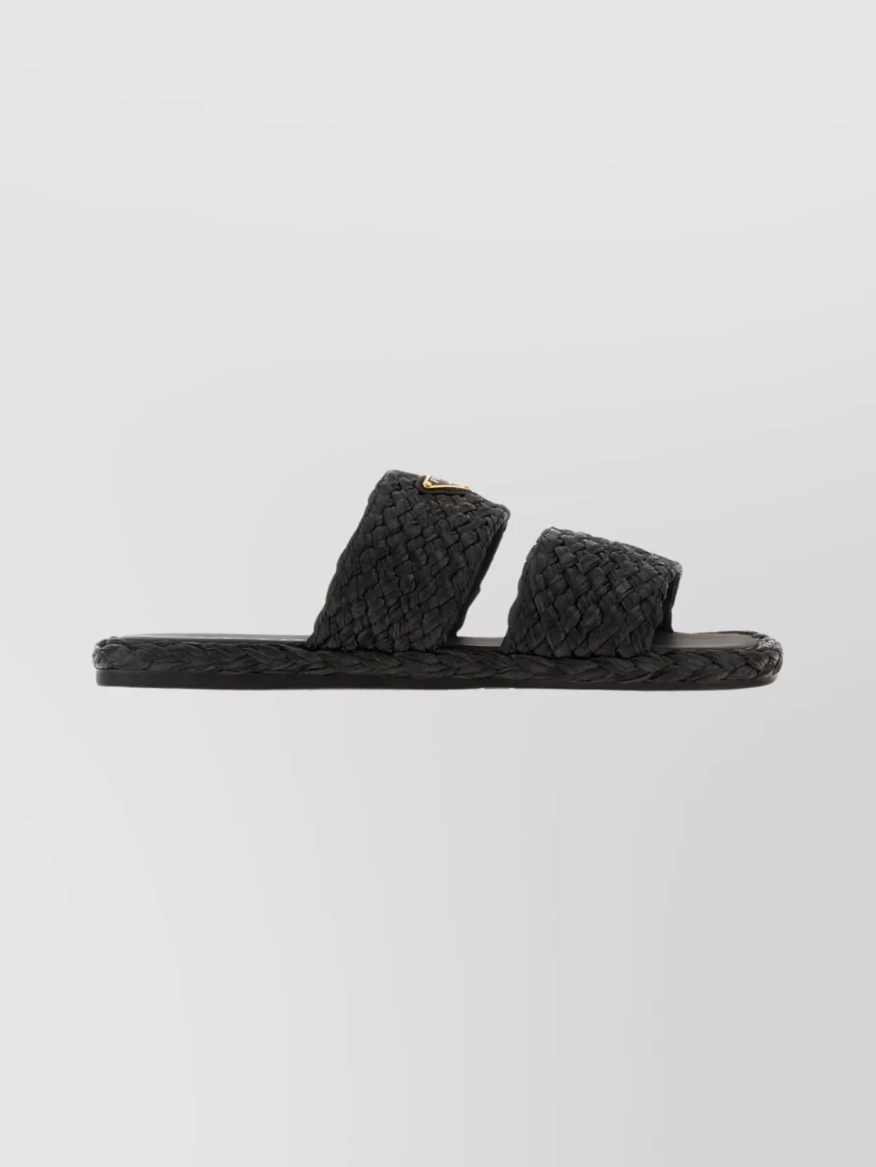 Prada Braided Strap Flat Sole Open Toe Slippers In Black