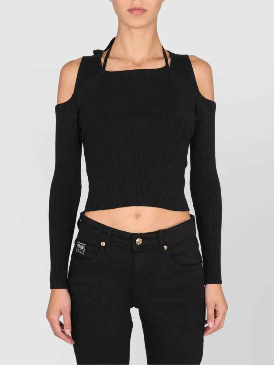 Versace Jeans Couture off-shoulder knitted top