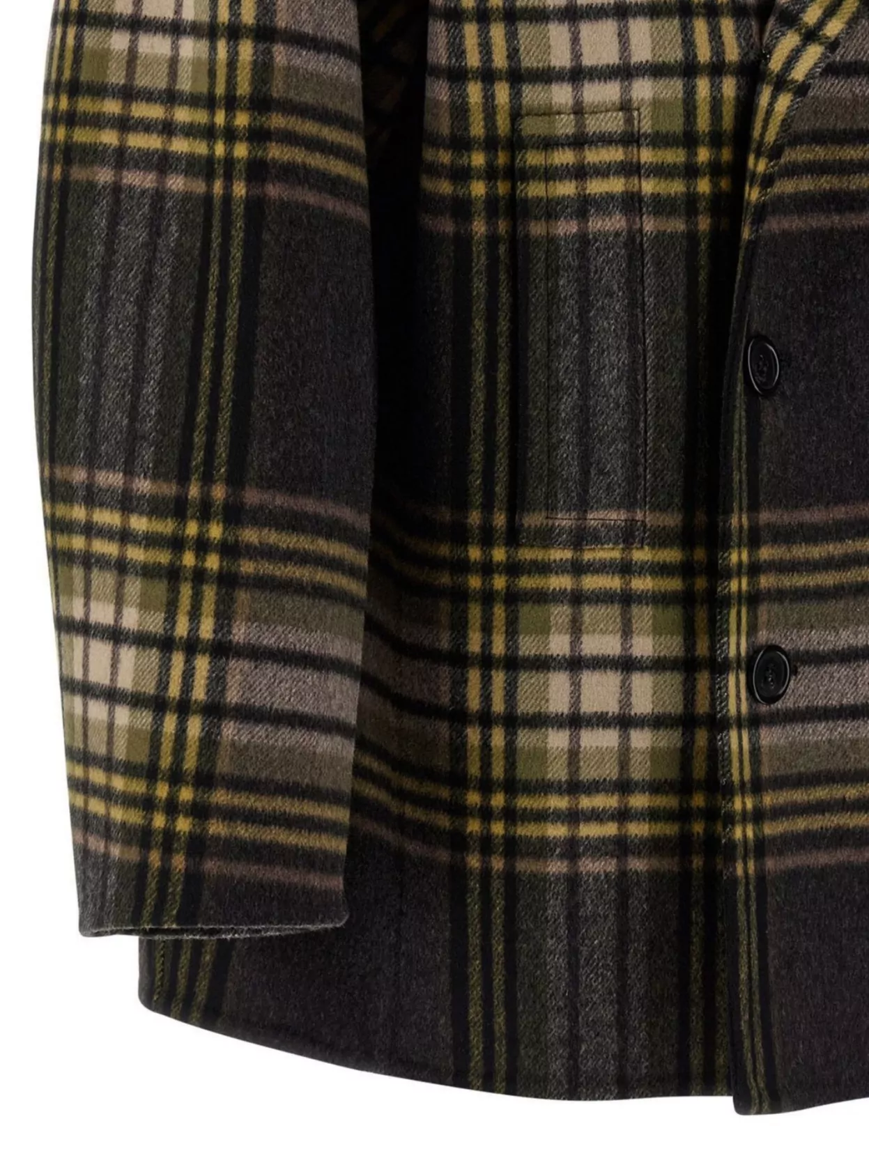 Saint Laurent Double-Breasted Plaid Coat Long Sleeves