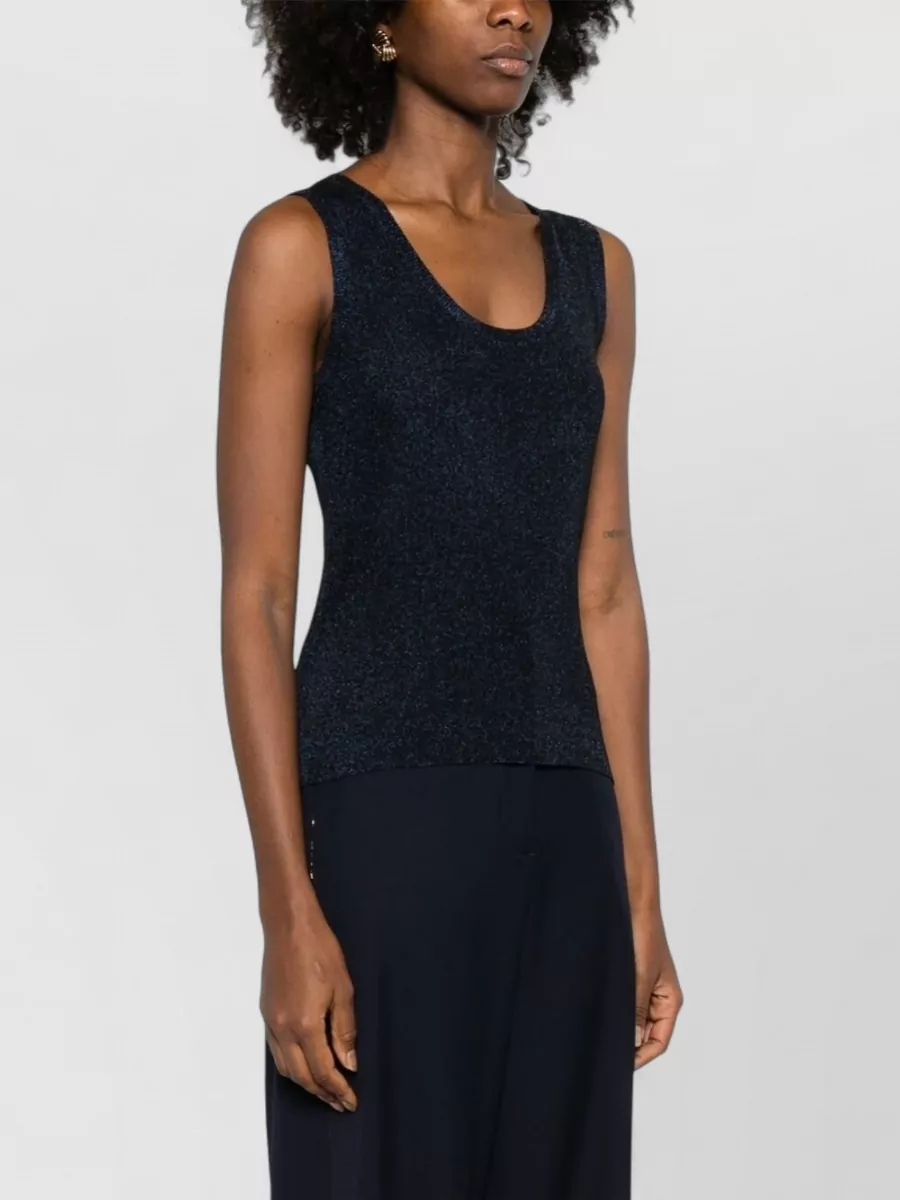 Fabiana Filippi Scoop Neck Shimmering Fitted Sleeveless Top