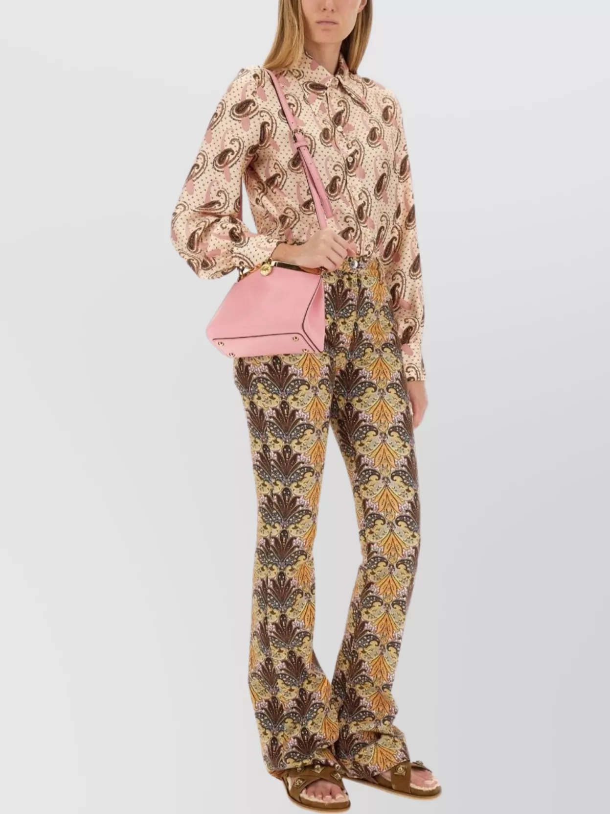 Etro Paisley Printed Silk Charmeuse Shirt In Neutral