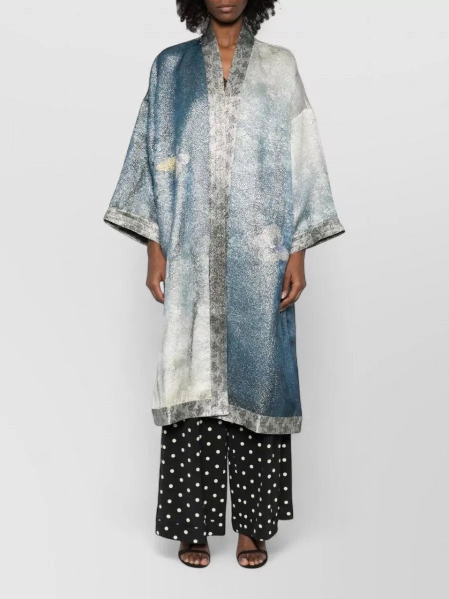 Pierre Louise Mascia Silk Floral Print Kimono Jacket