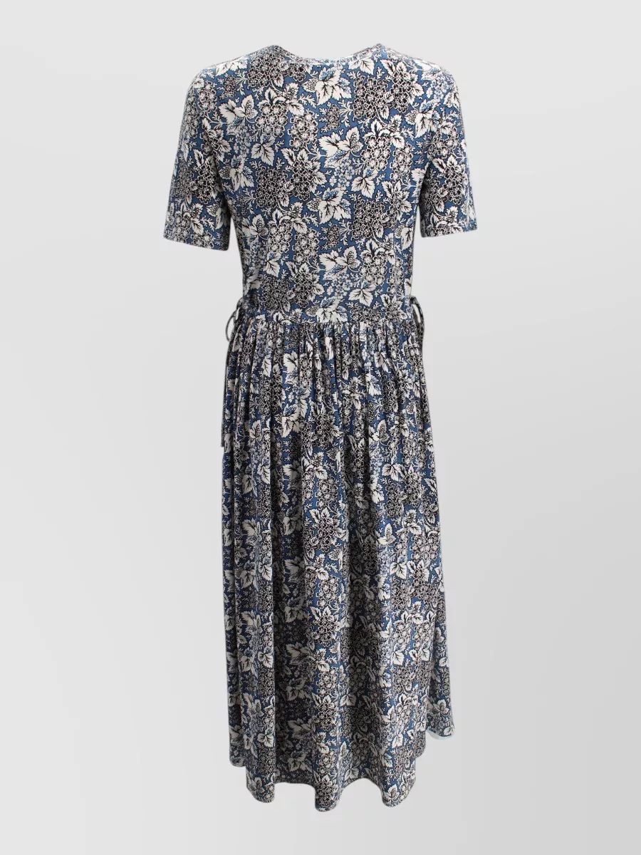 Weekend Max Mara Cotton Floral-Print Short-Sleeve Midi Dress