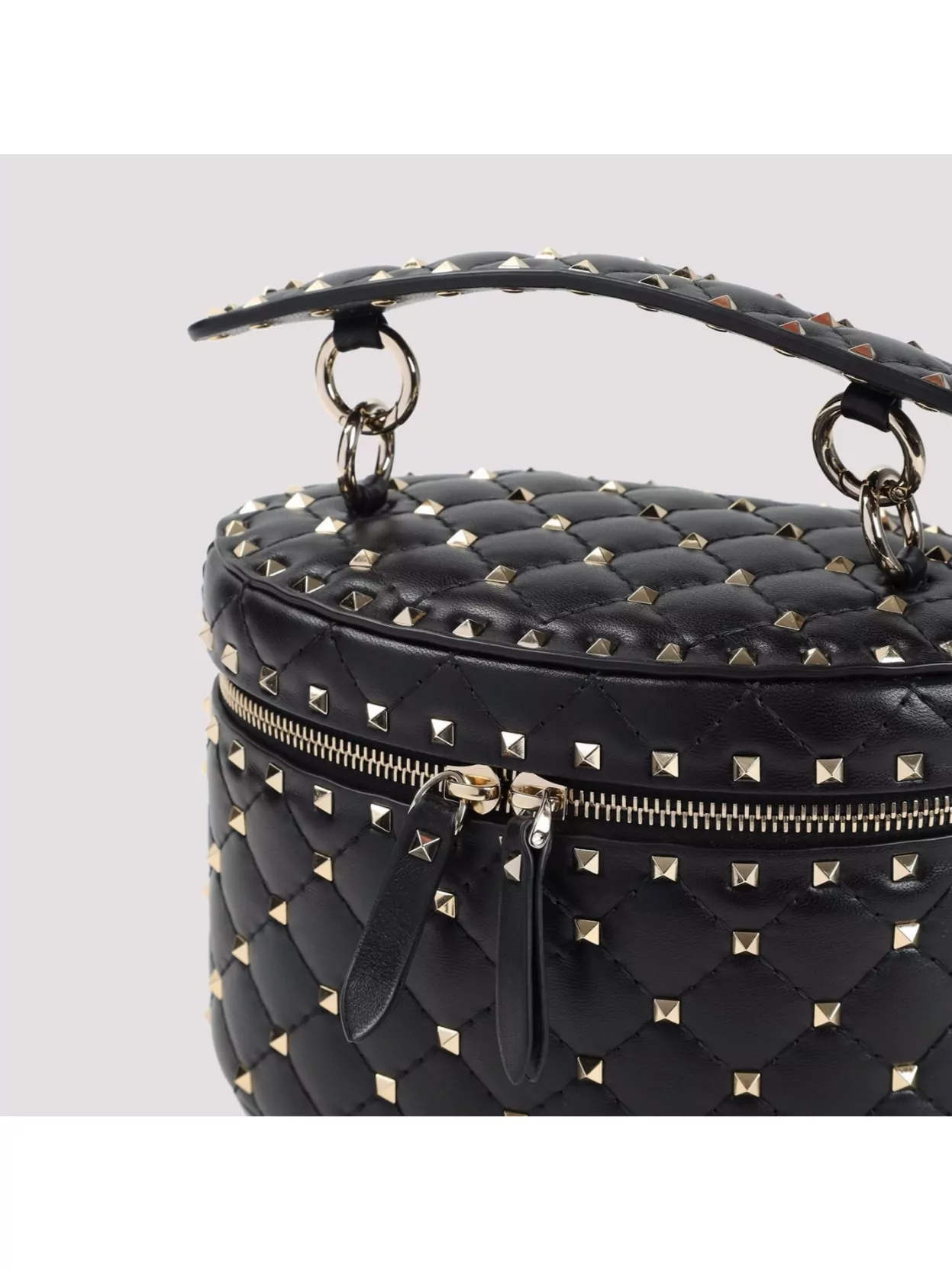 Valentino Spike Shoulder Bag Chain Strap In Black