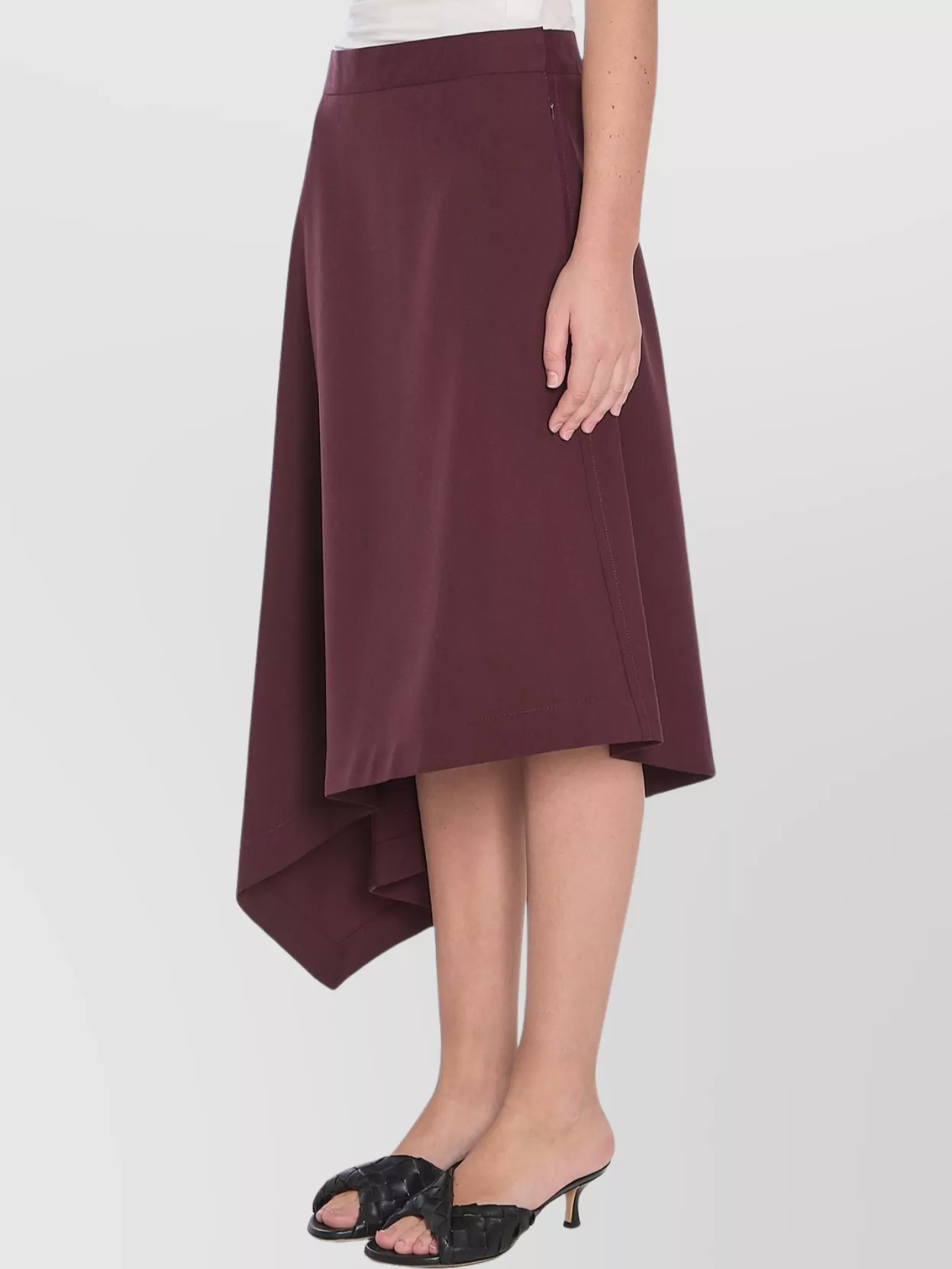 Bottega Veneta Tailored Wool Midi Skirt In Burgundy