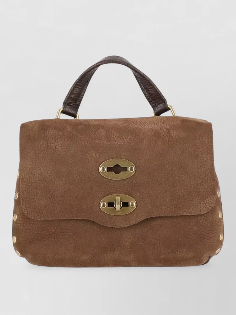 Zanellato calf leather studded shoulder bag