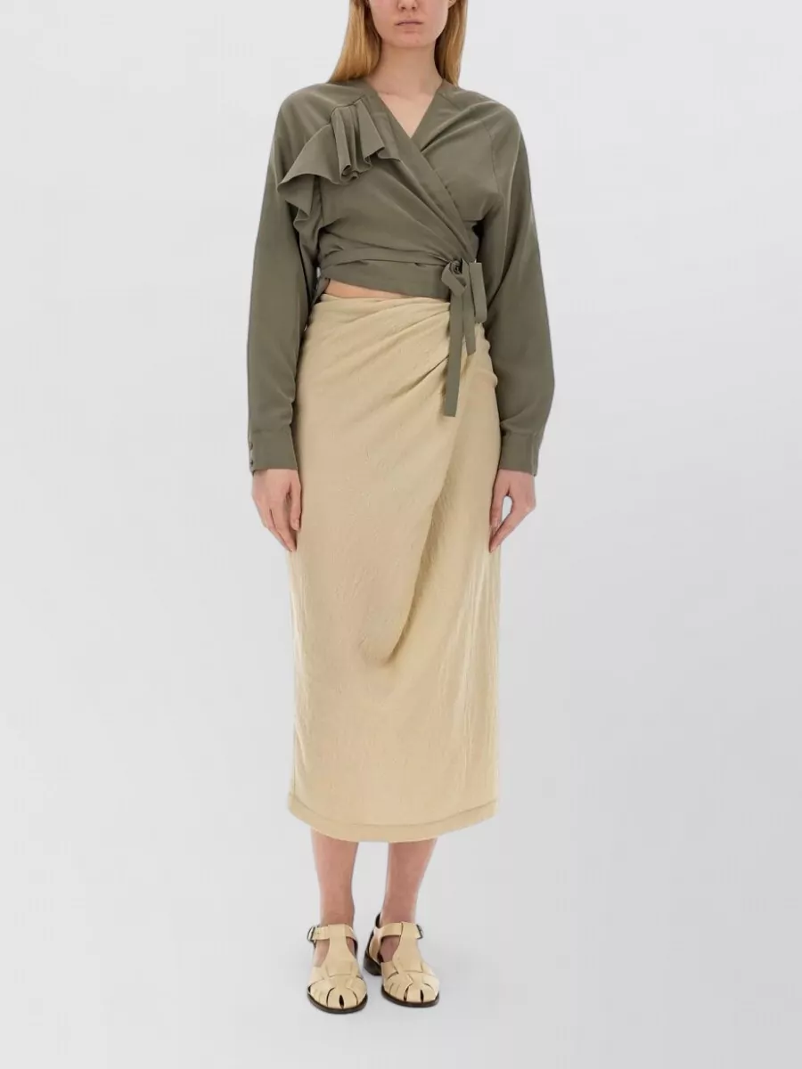 Alysi cropped ruffled cotton blouse