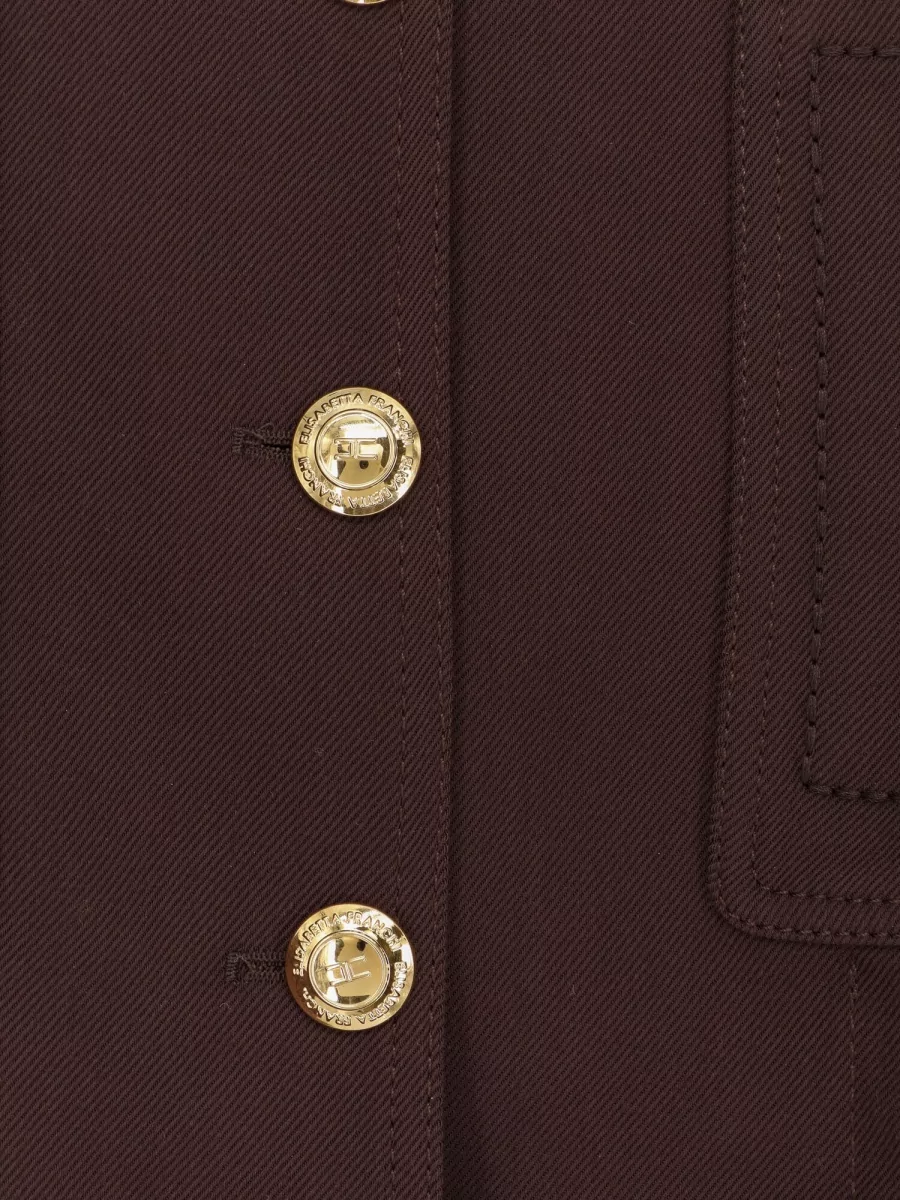 Elisabetta Franchi Short Jacket Gold Buttons Patch Pockets Belt