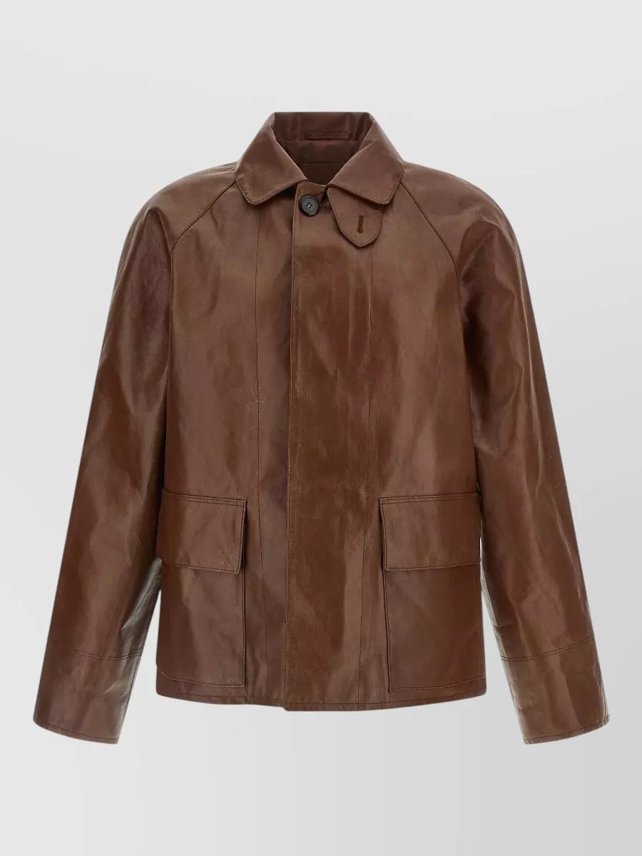 Prada leather single-breasted coat