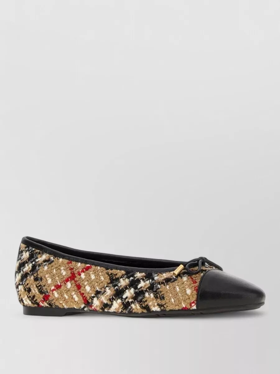 Burberry embroidered tweed ballerina shoes