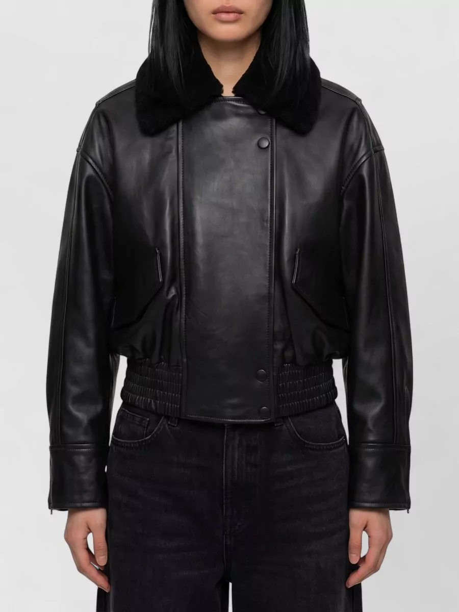 Ivy Oak lambskin fur collar bomber jacket