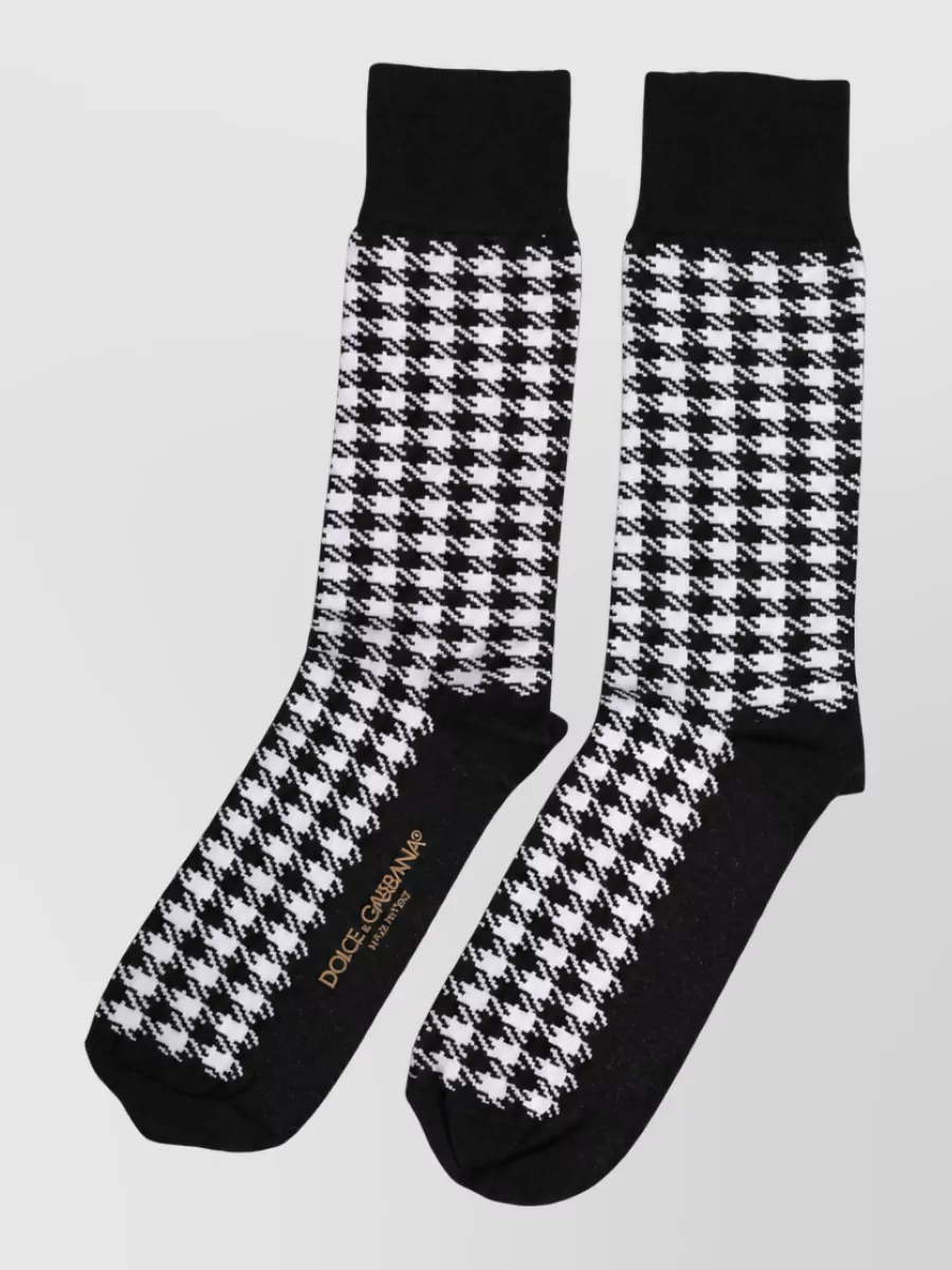 Dolce&Gabbana Houndstooth Mid-Calf Socks