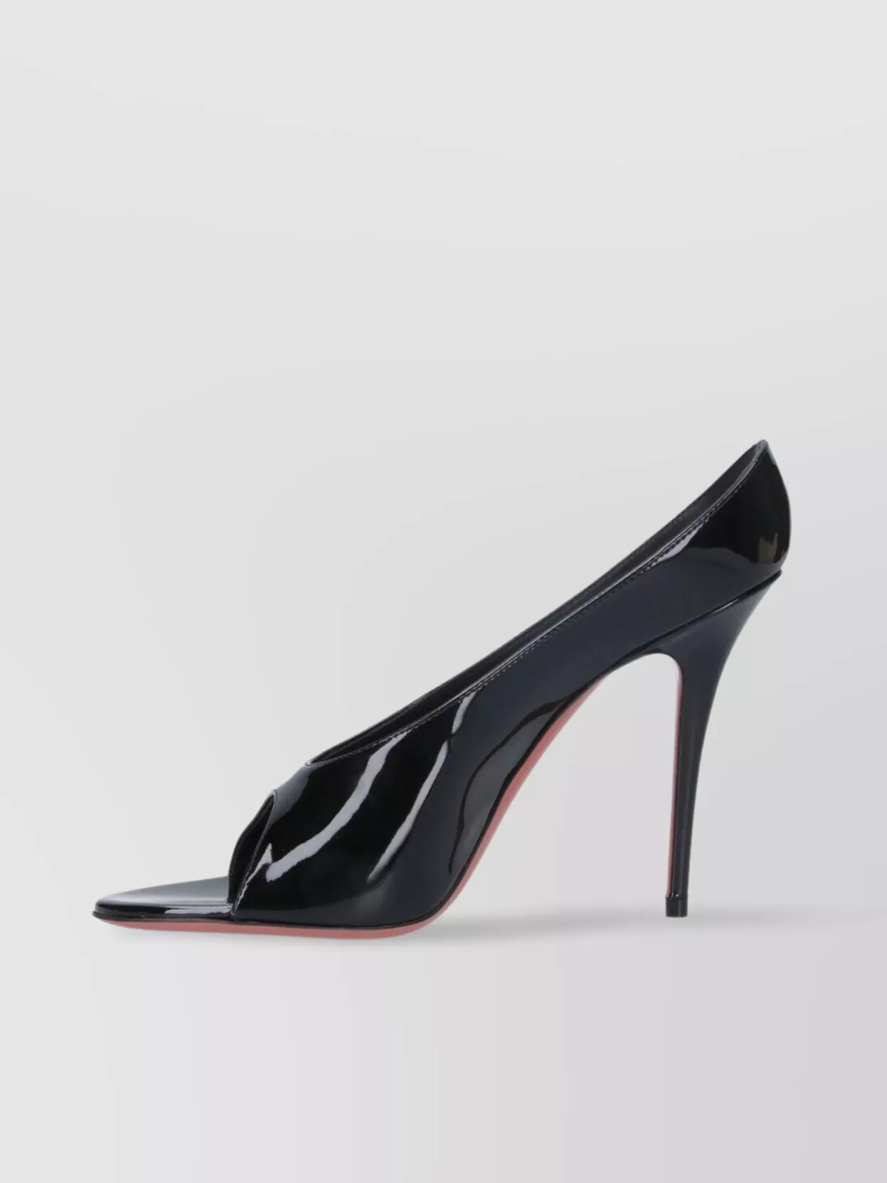 Amina Muaddi Glossy Peep Toe Stiletto Heel Pumps
