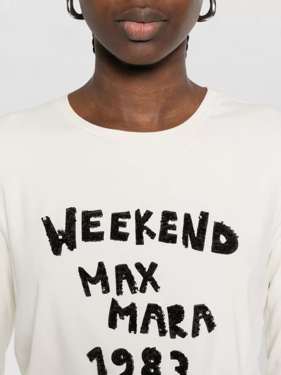 Weekend Max Mara Crew Neck Top Graphic Sequin Detail