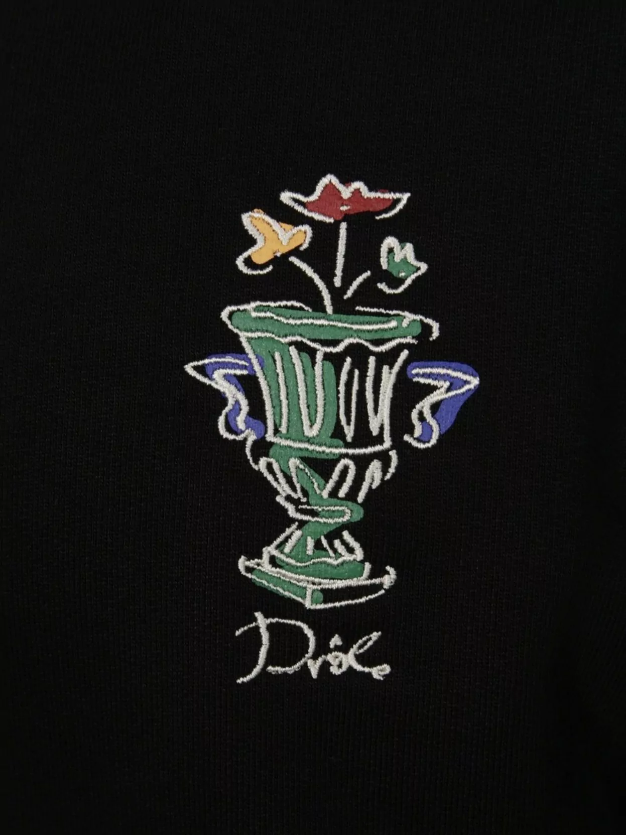 Drôle De Monsieur Embroidered Hoodie Kangaroo Pocket