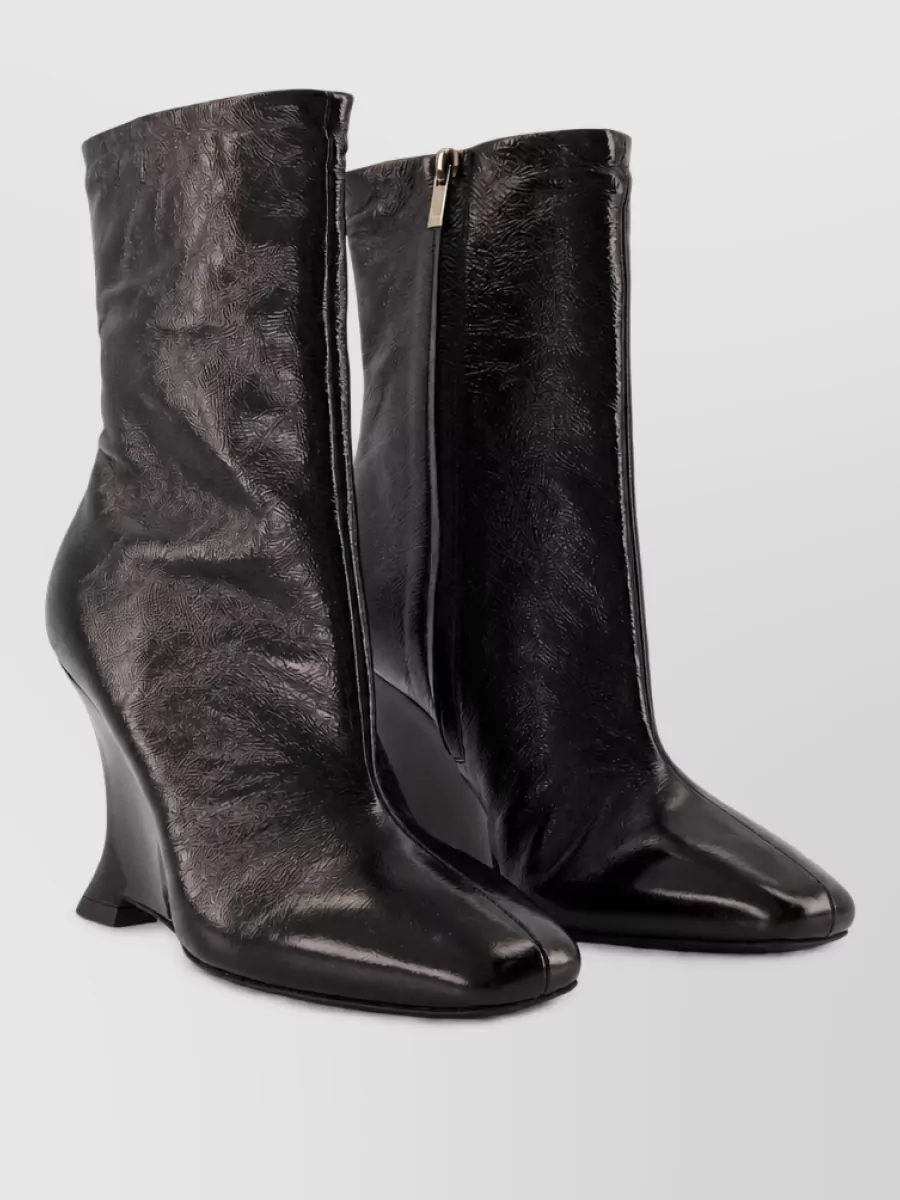 Balmain patent leather wedge ankle boots