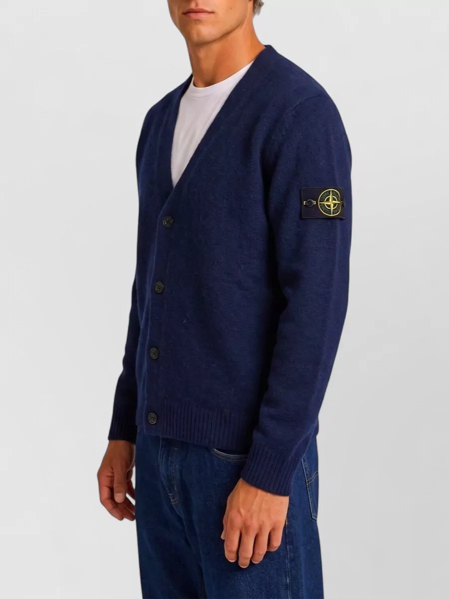Stone Island Alpaca Relaxed-Fit V-Neck Ribbed Cardigan