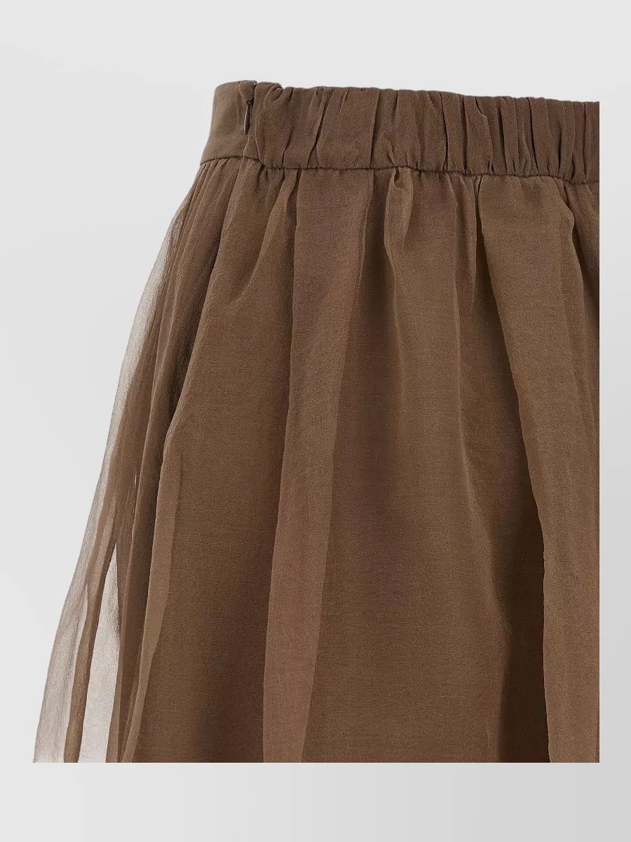 Brunello Cucinelli Silk Pleated Midi Skirt