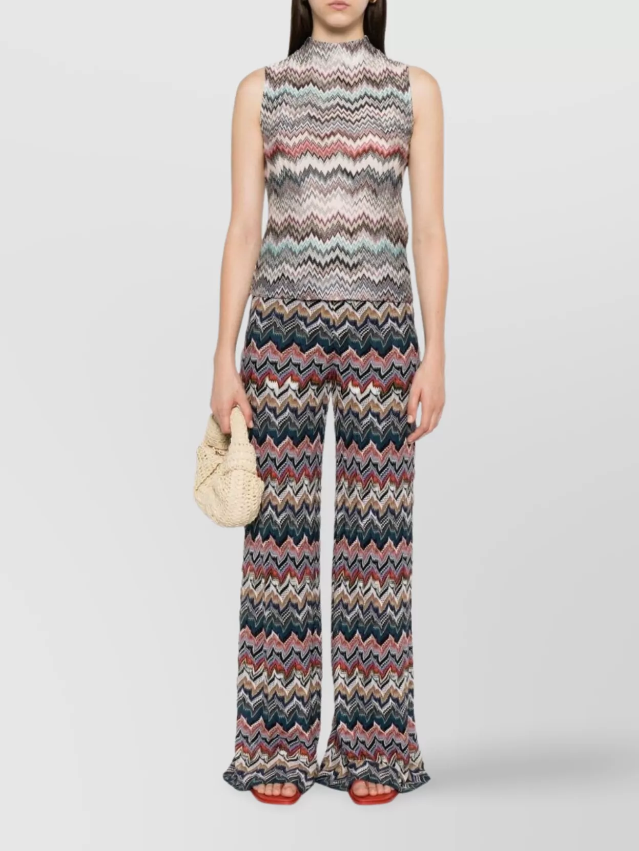 Missoni Long Zigzag Pattern Trousers With Elastic Waistband In Multi