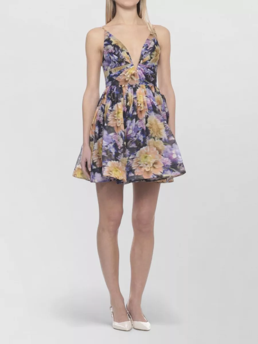 Zimmermann Floral-Print V-Neck Mini Dress