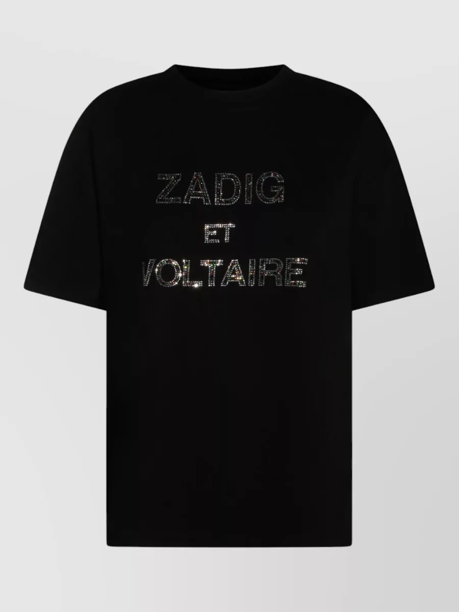 Zadig & Voltaire Short Sleeve Top Crew Neck Design In Black