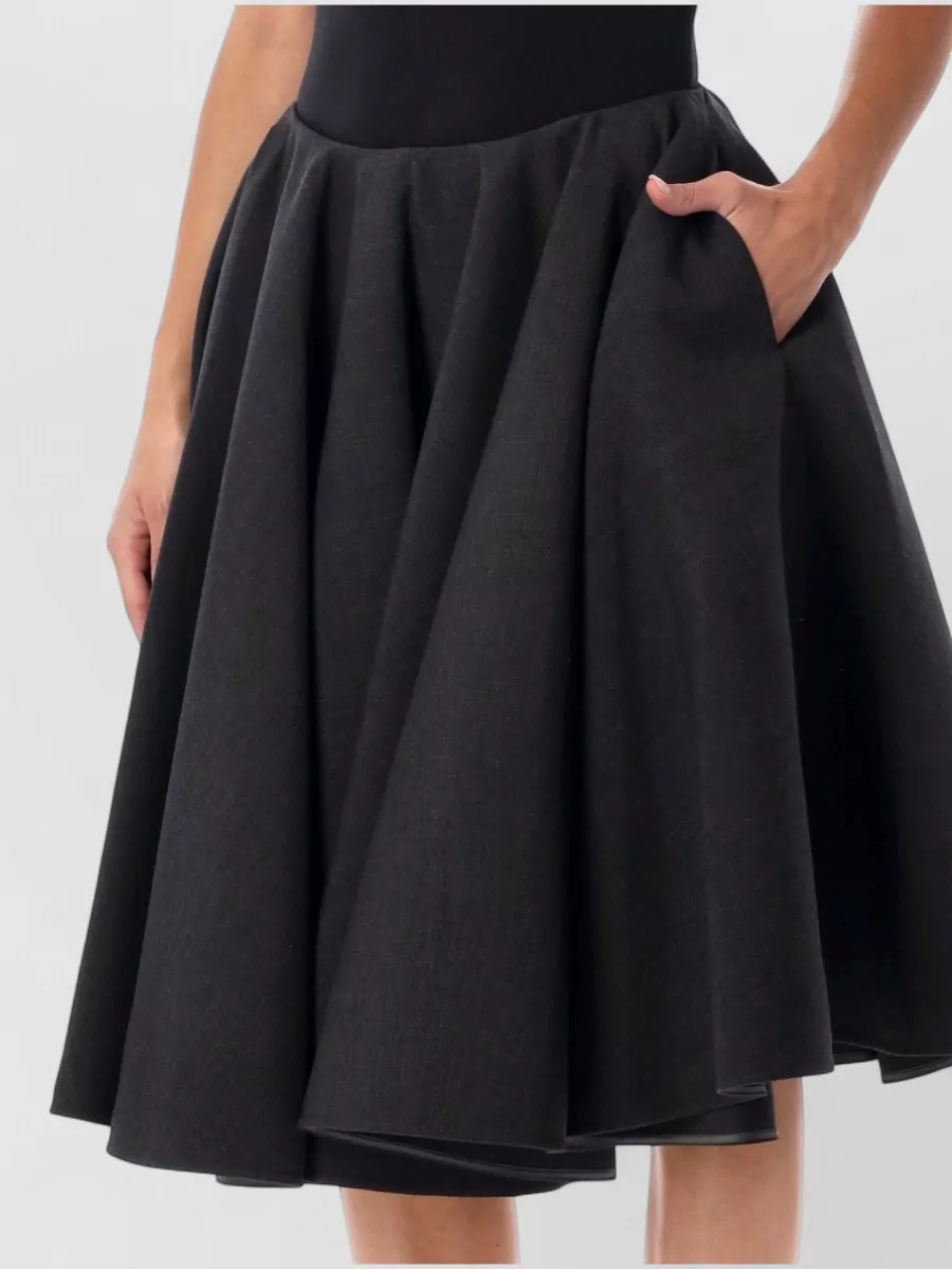 Ami Paris Virgin Wool Peplum Midi Skirt