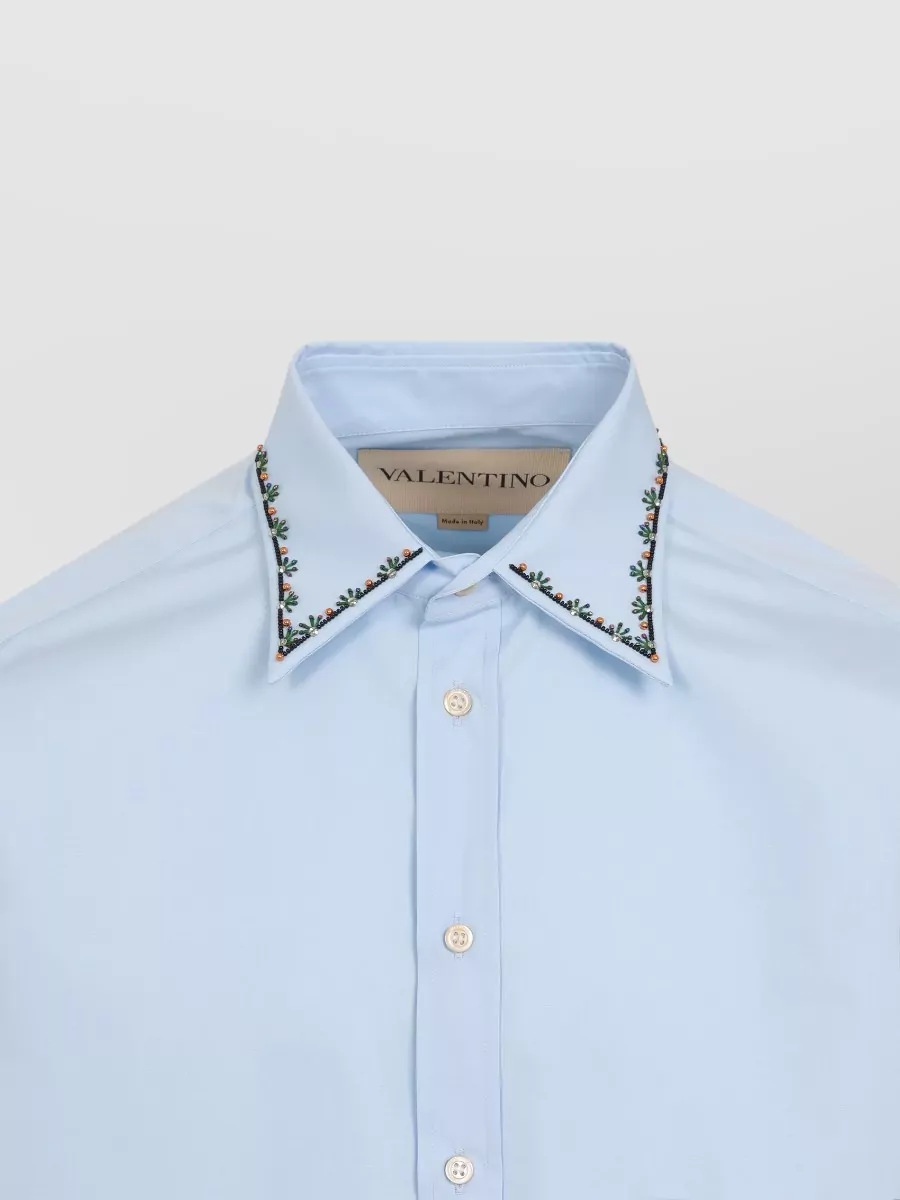 Valentino Long Sleeve Shirt Embroidered Collar Cuffs