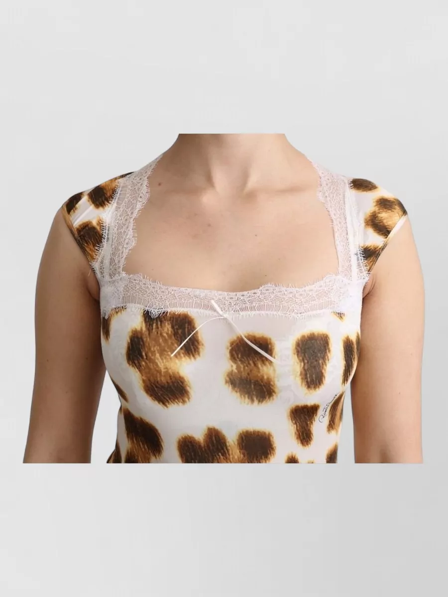 Roberto Cavalli Leopard-Print Lace-Trim Camisole Top