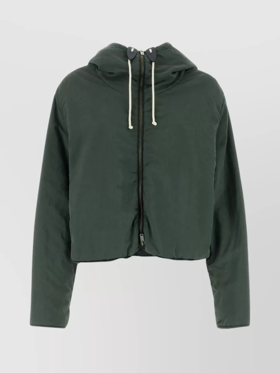 Shop Jil Sander Hooded Sweatshirt With Adjustable Hem And Pockets In Grey