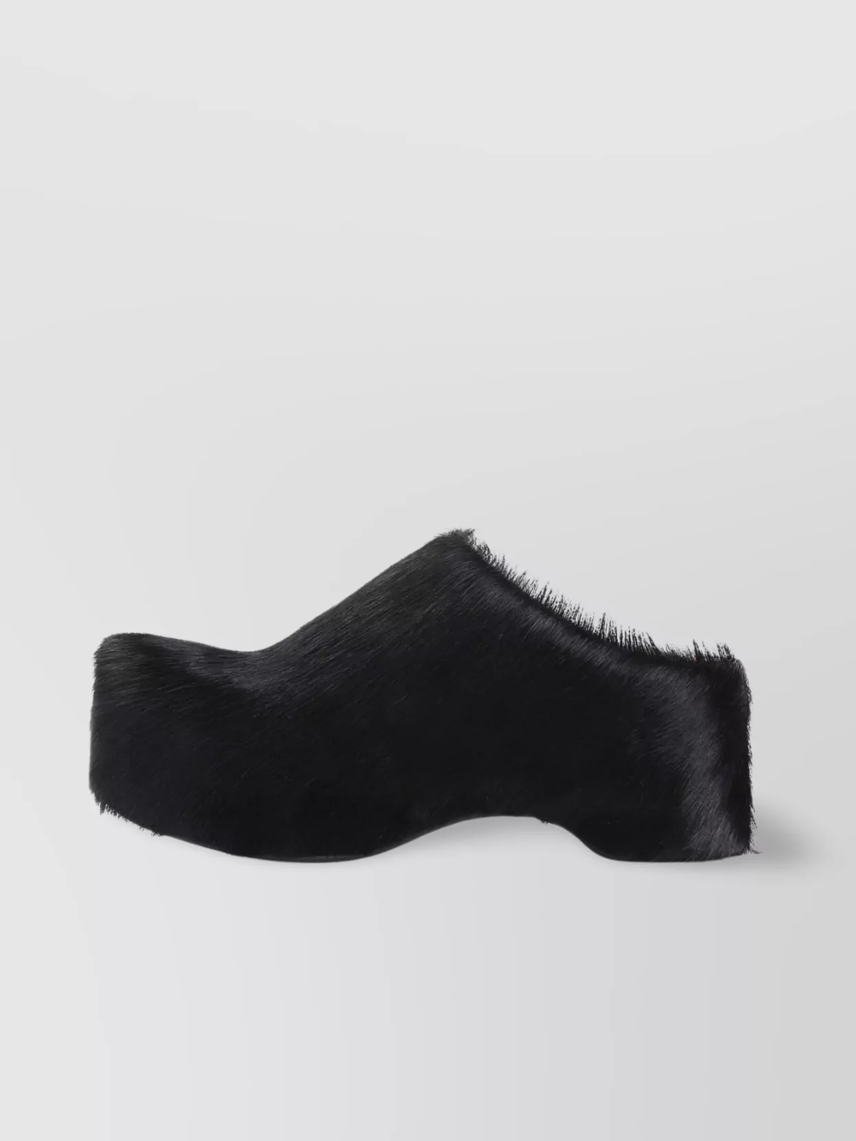 Marni 50 Long-hair Calfskin Clogs In Black