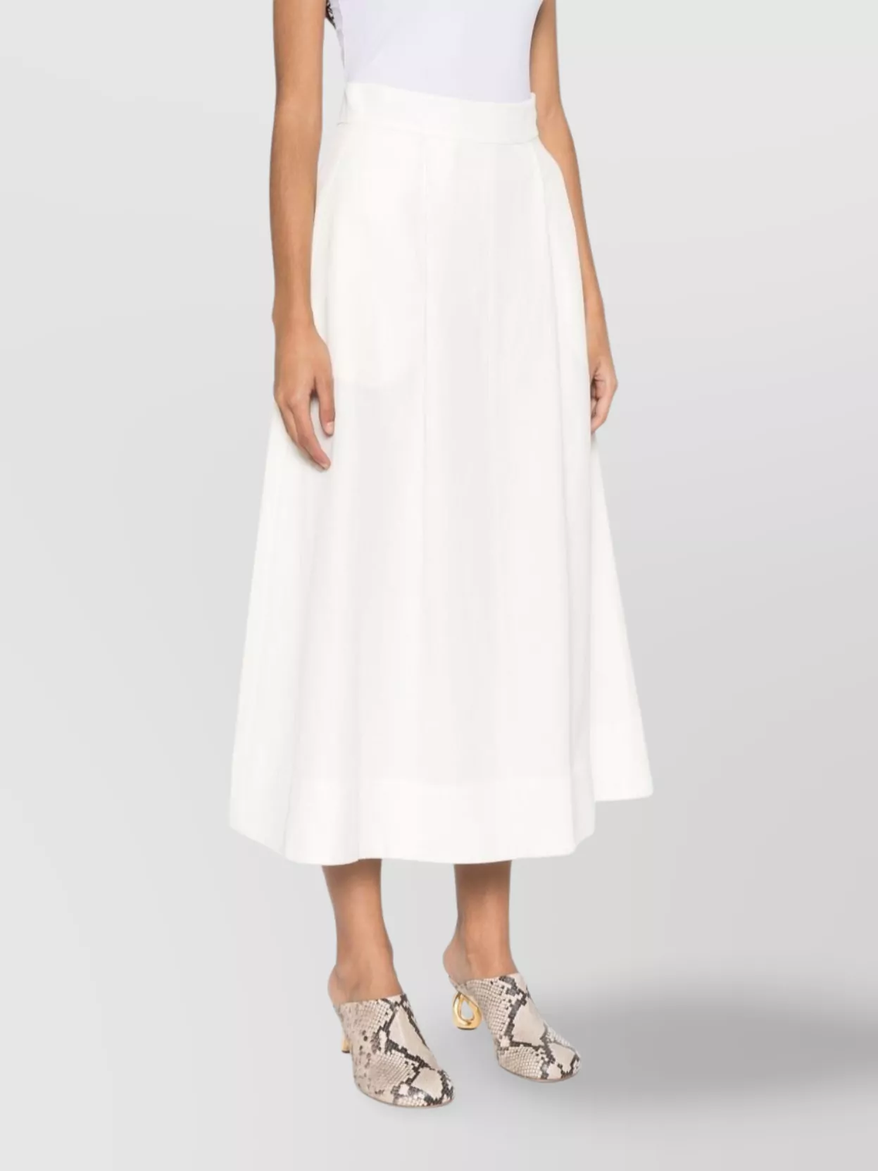 P.A.R.O.S.H A-LINE FLARED HIGH WAIST MIDI SKIRT