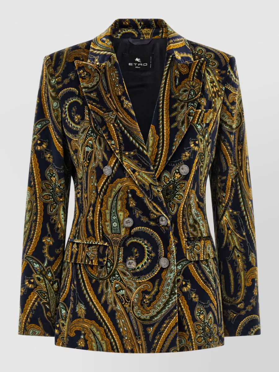 Etro Cotton velvet paisley floral double-breasted blazer