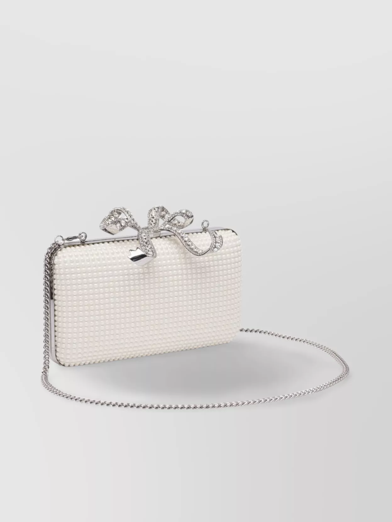 Shop Self-portrait Bow Chain Pearl Clutch Bags