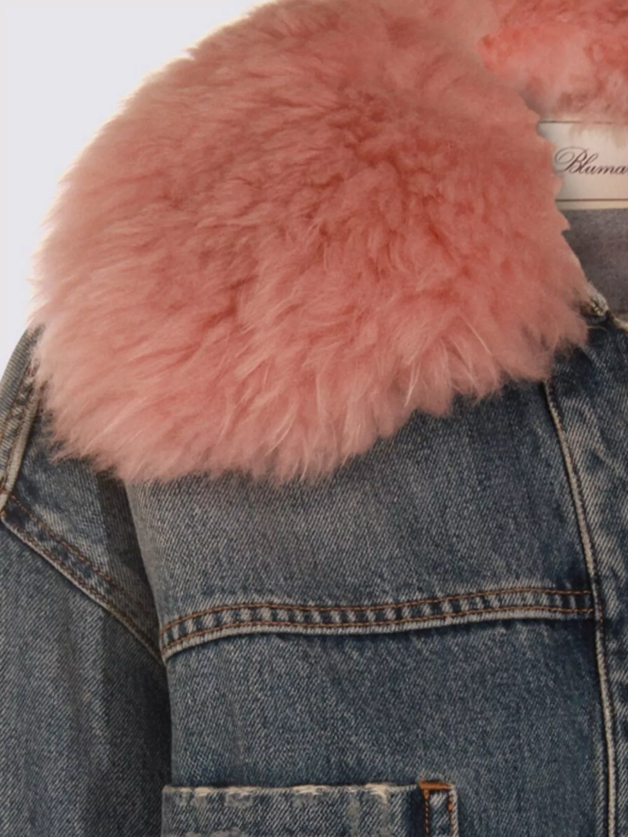 Blumarine Longline Jacket With Distressed Finish And Chest Pockets