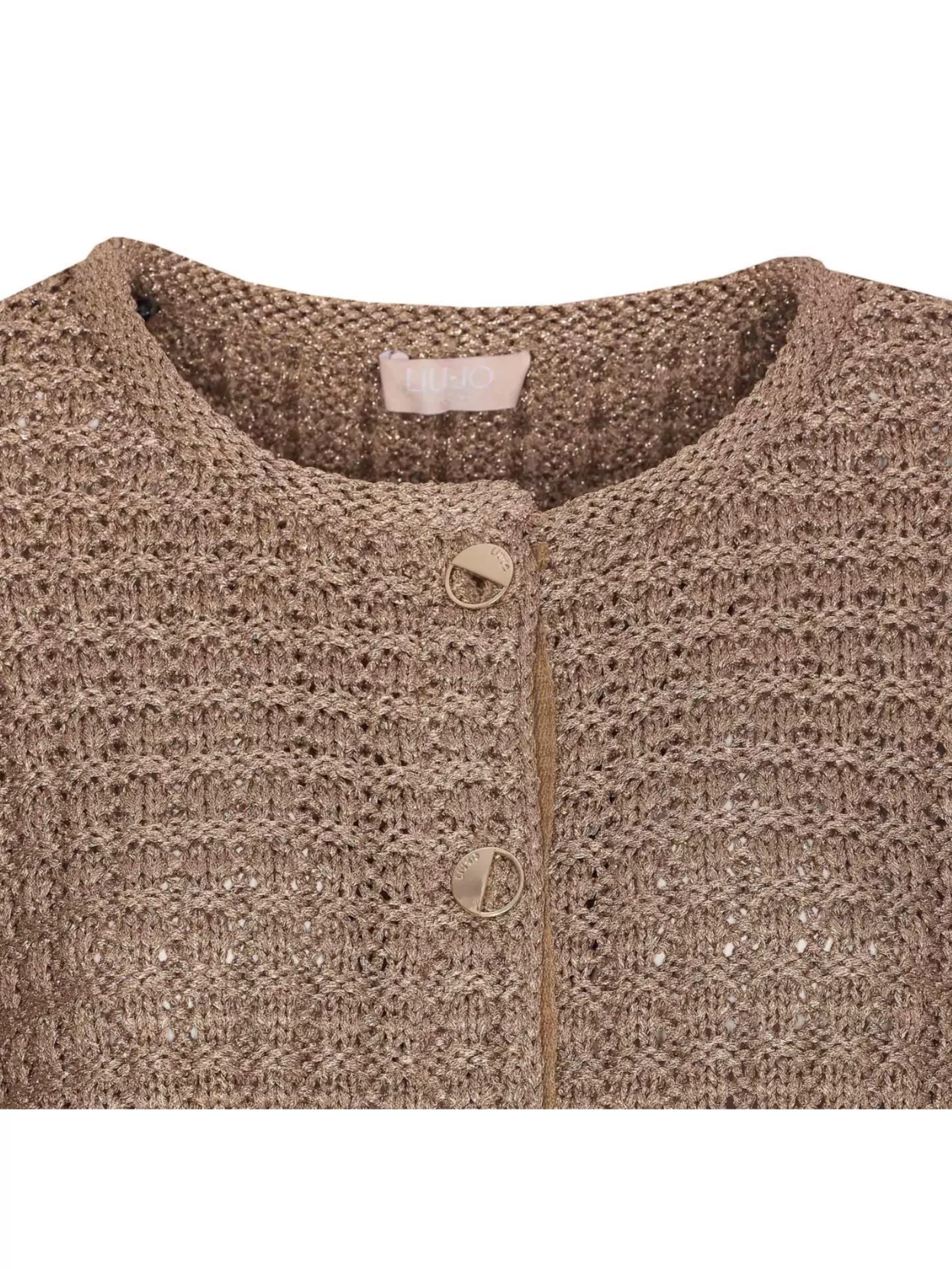 Liu •jo Crewneck Knitted Lurex Metallic Finish Jacket