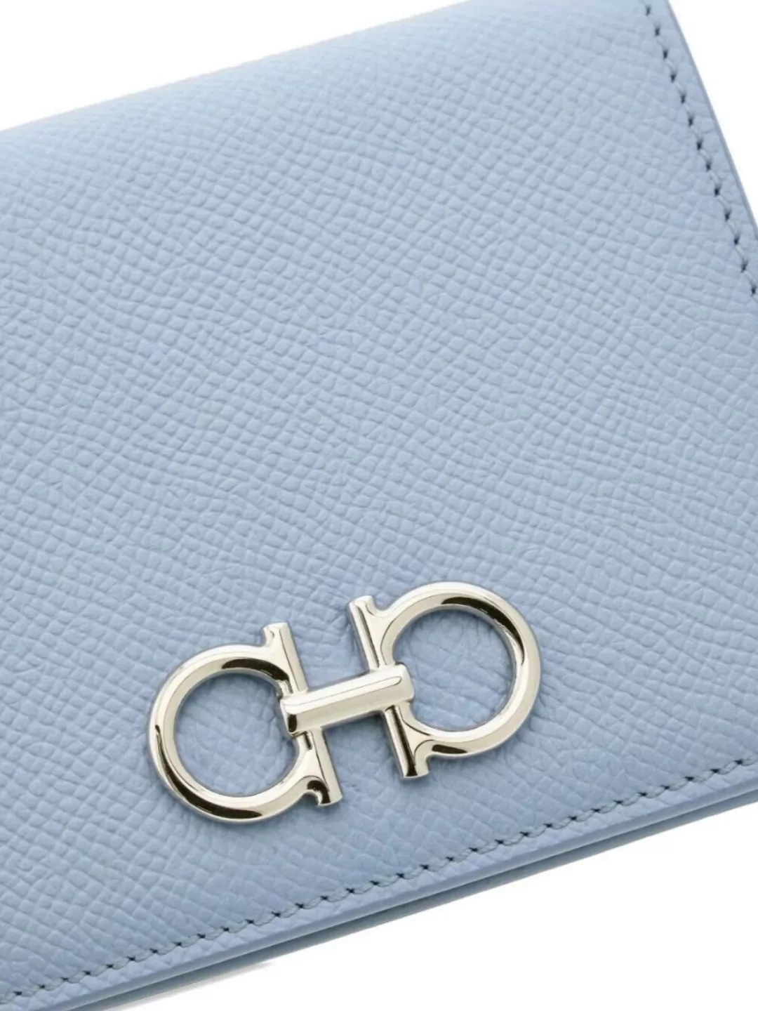 Ferragamo Compact Wallet Textured Finish In Blue