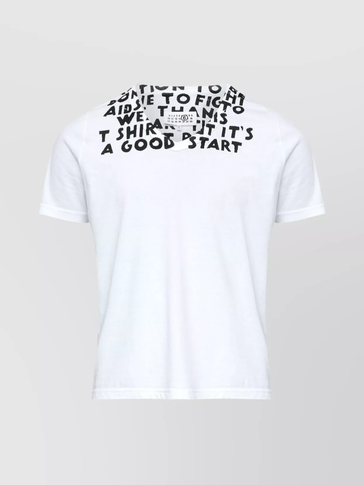 Mm6 Maison Margiela Graphic Print V-Neck Cotton T-Shirt